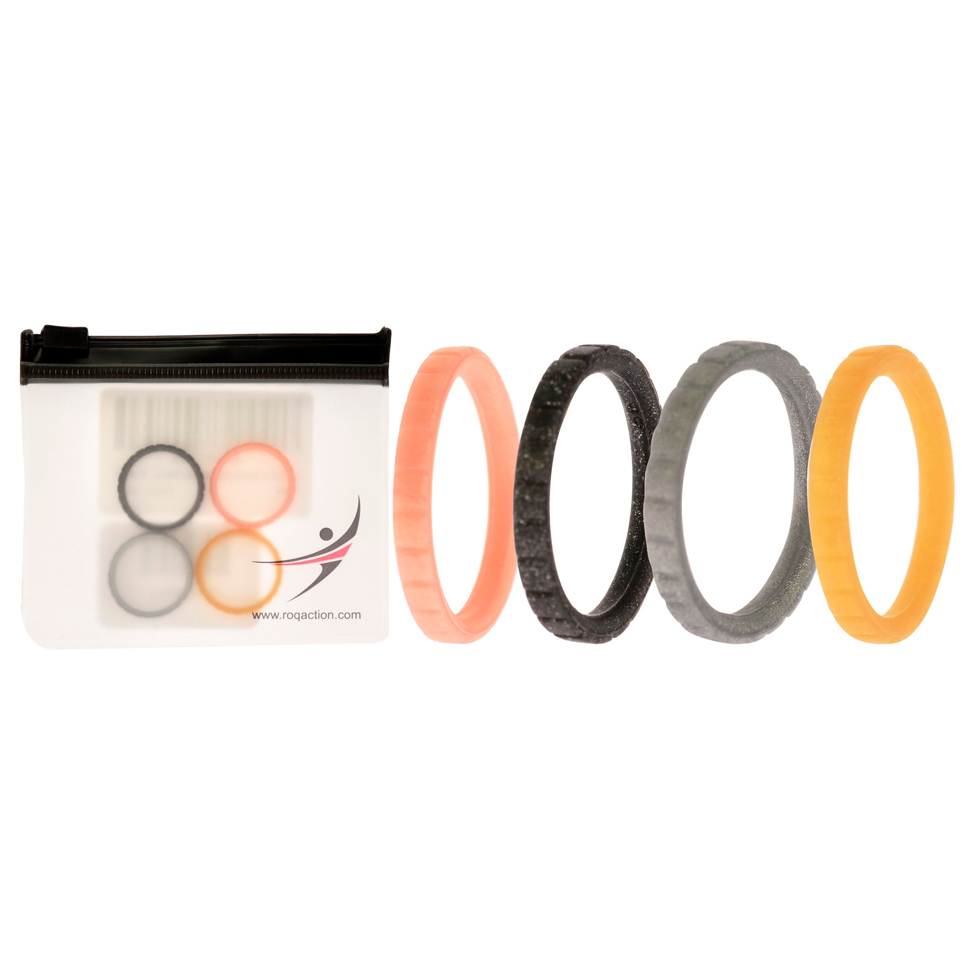 Silicone Wedding Stackble Lines Ring Set - Metal by ROQ for Women - 4 x 6 mm Ring