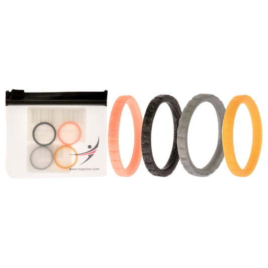 Silicone Wedding Stackble Lines Ring Set - Metal by ROQ for Women - 4 x 6 mm Ring