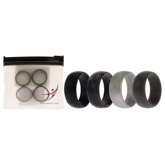 Silicone Wedding Ring - Black-Camo by ROQ for Men - 4 x 9 mm Ring