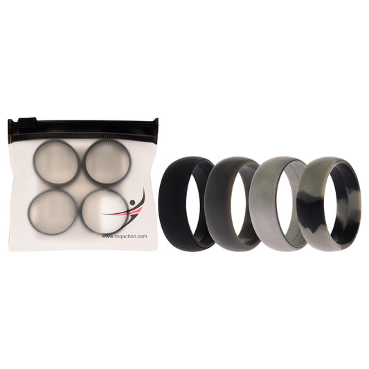 Silicone Wedding Ring - Black-Camo by ROQ for Men - 4 x 15 mm Ring