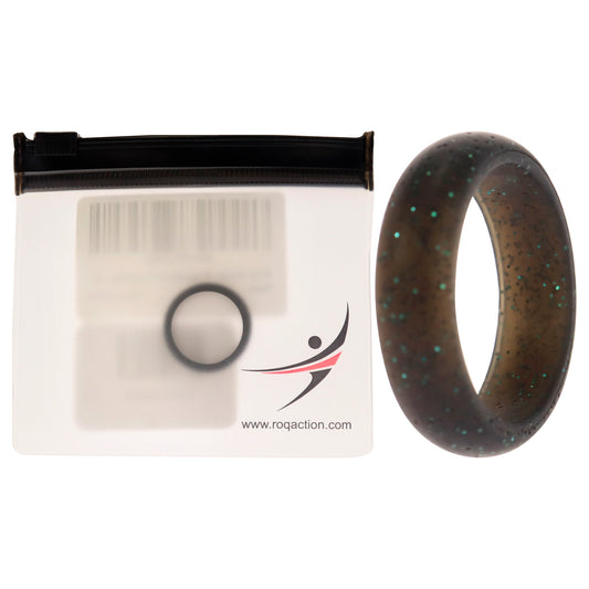 Silicone Wedding Single Ring - Black-Turquoise Glitter by ROQ for Women - 6 mm Ring