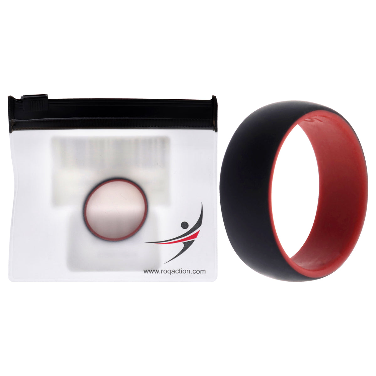 Silicone Wedding 2Layer Dome Ring - Red-Black by ROQ for Men - 15 mm Ring