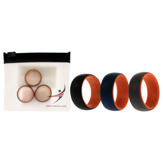 Silicone Wedding 2Layer Dome Ring Set - Orange by ROQ for Men - 3 x 8 mm Ring