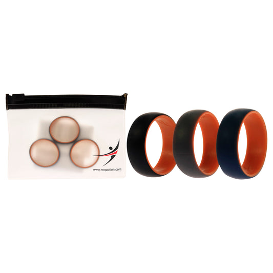 Silicone Wedding 2Layer Dome Ring Set - Orange by ROQ for Men - 3 x 14 mm Ring