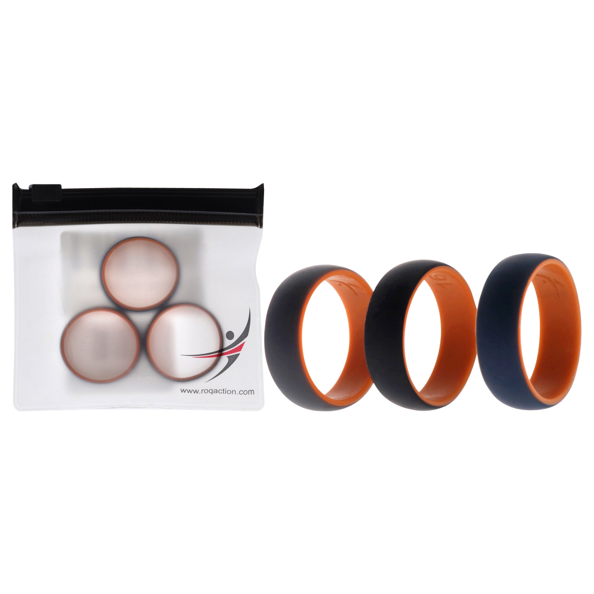 Silicone Wedding 2Layer Dome Ring Set - Orange by ROQ for Men - 3 x 16 mm Ring