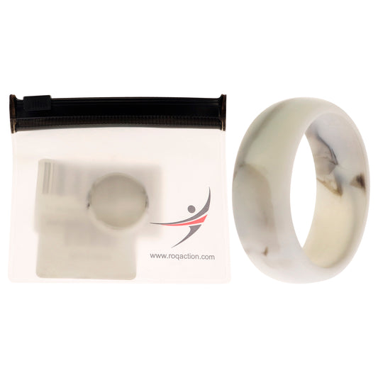 Silicone Wedding Ring - Marble White-Black by ROQ for Men - 11 mm Ring