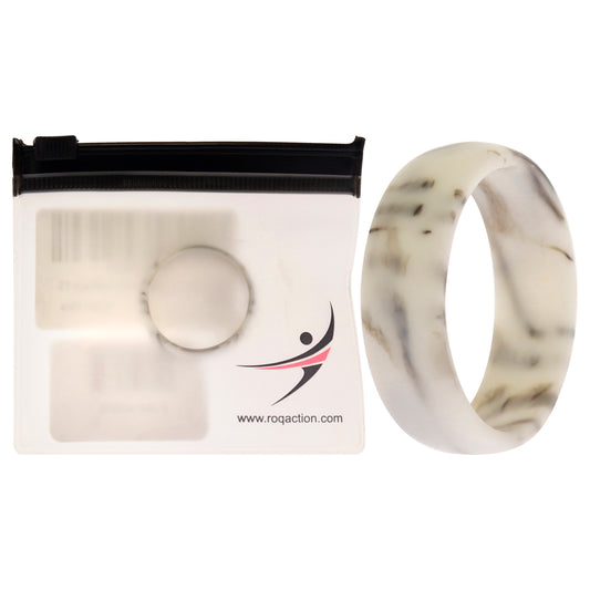 Silicone Wedding Ring - Marble White-Black by ROQ for Men - 15 mm Ring