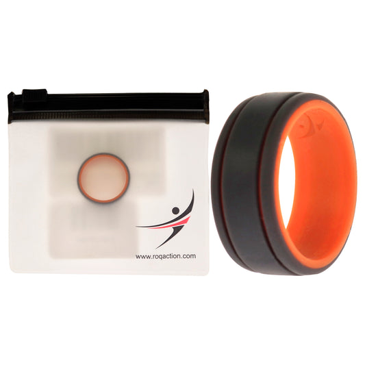 Silicone Wedding 2Layer Lines Ring - Orang-Grey by ROQ for Men - 8 mm Ring