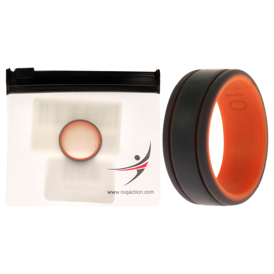 Silicone Wedding 2Layer Lines Ring - Orang-Grey by ROQ for Men - 10 mm Ring