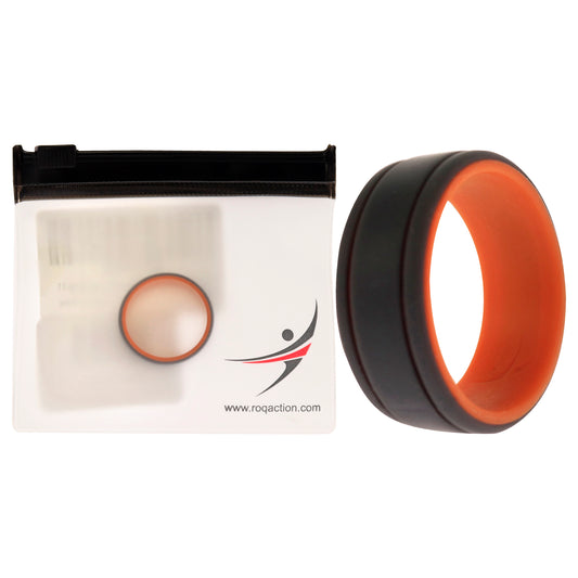 Silicone Wedding 2Layer Lines Ring - Orang-Grey by ROQ for Men - 11 mm Ring