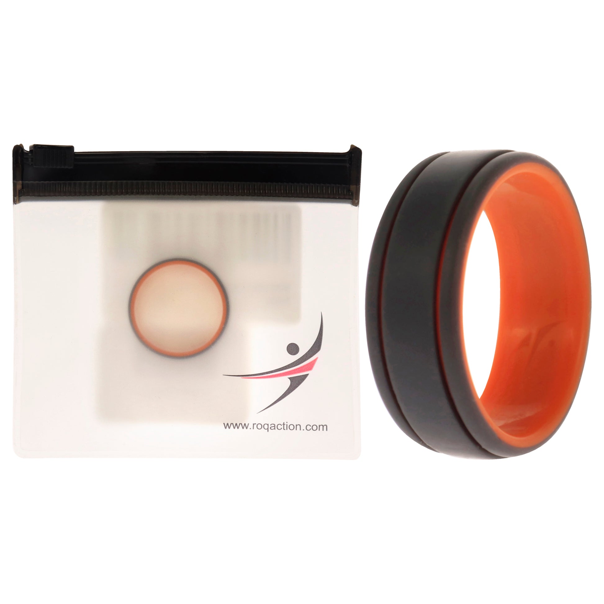 Silicone Wedding 2Layer Lines Ring - Orang-Grey by ROQ for Men - 12 mm Ring