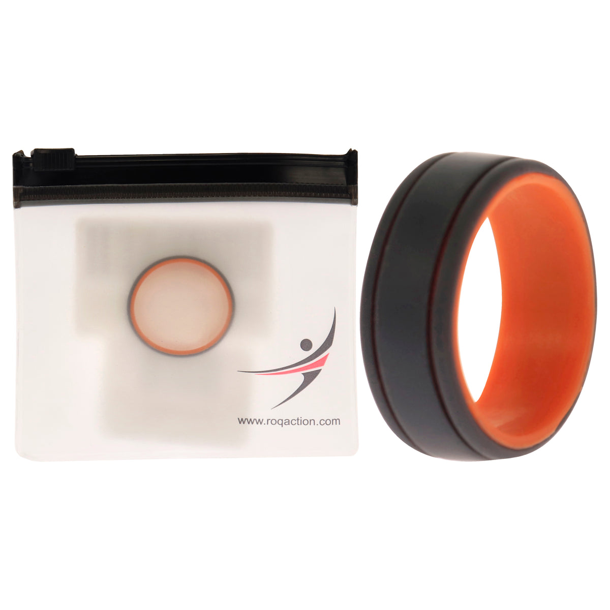 Silicone Wedding 2Layer Lines Ring - Orang-Grey by ROQ for Men - 13 mm Ring