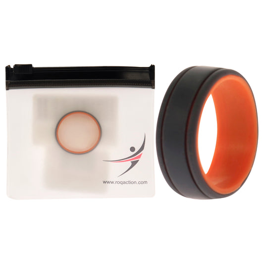 Silicone Wedding 2Layer Lines Ring - Orang-Grey by ROQ for Men - 13 mm Ring
