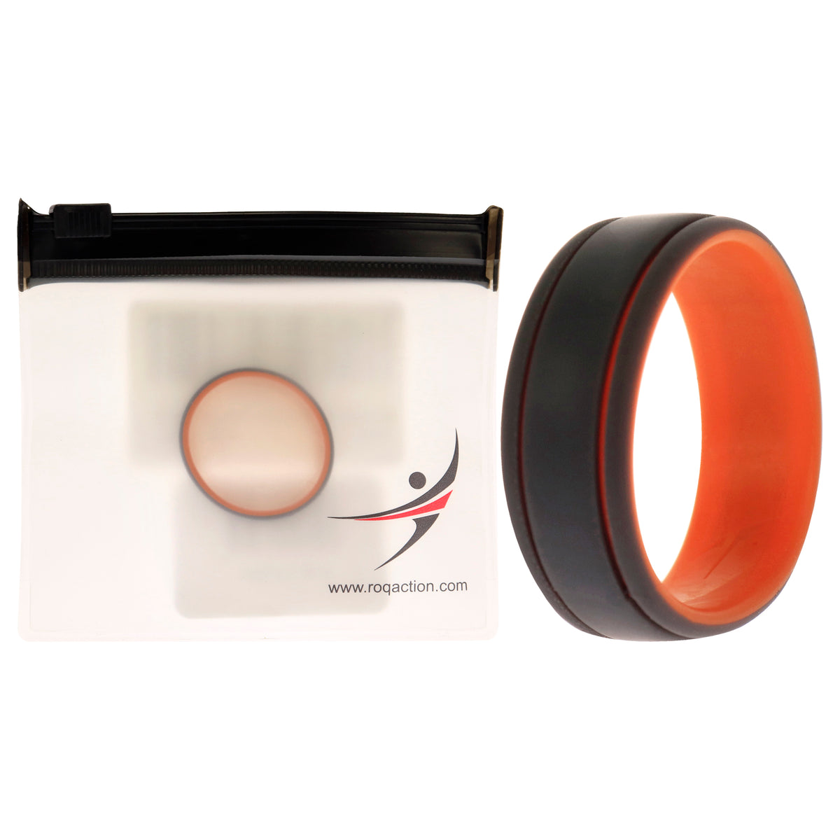 Silicone Wedding 2Layer Lines Ring - Orang-Grey by ROQ for Men - 16 mm Ring