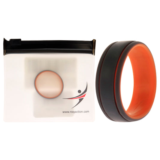 Silicone Wedding 2Layer Lines Ring - Orang-Grey by ROQ for Men - 16 mm Ring