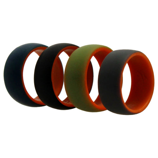 Silicone Wedding 2Layer Dome Ring Set - Orange by ROQ for Men - 4 x 7 mm Ring