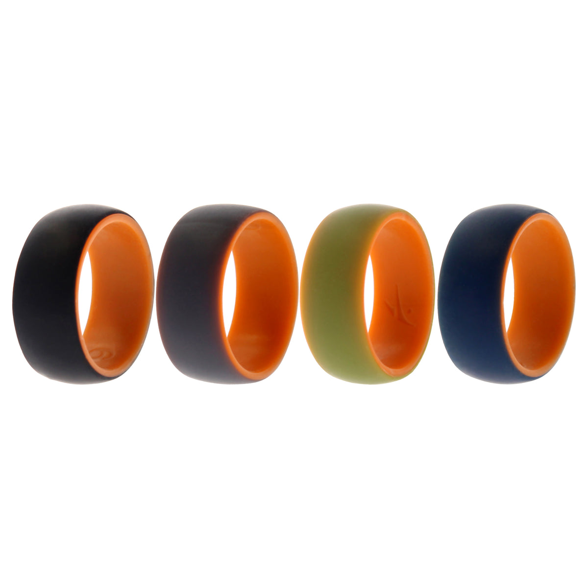 Silicone Wedding 2Layer Dome Ring Set - Orange by ROQ for Men - 4 x 9 mm Ring