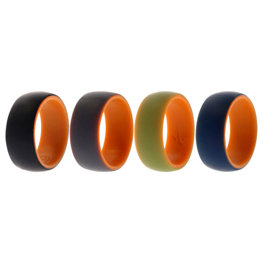 Silicone Wedding 2Layer Dome Ring Set - Orange by ROQ for Men - 4 x 9 mm Ring