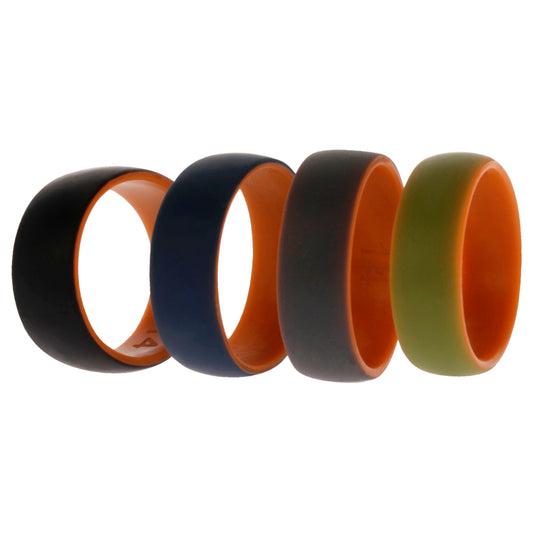 Silicone Wedding 2Layer Dome Ring Set - Orange by ROQ for Men - 4 x 14 mm Ring