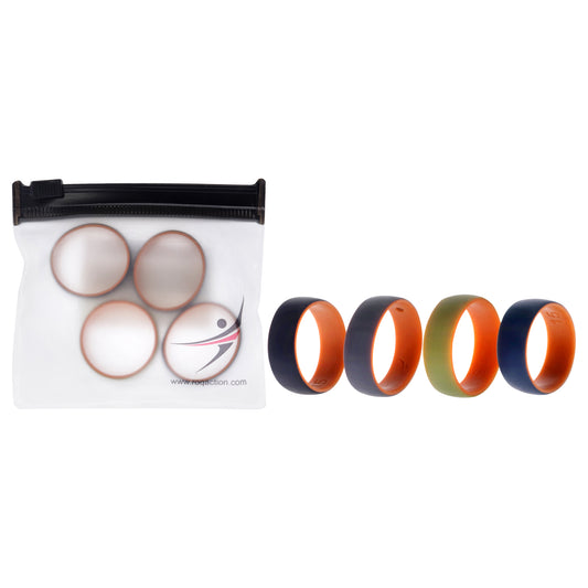 Silicone Wedding 2Layer Dome Ring Set - Orange by ROQ for Men - 4 x 15 mm Ring