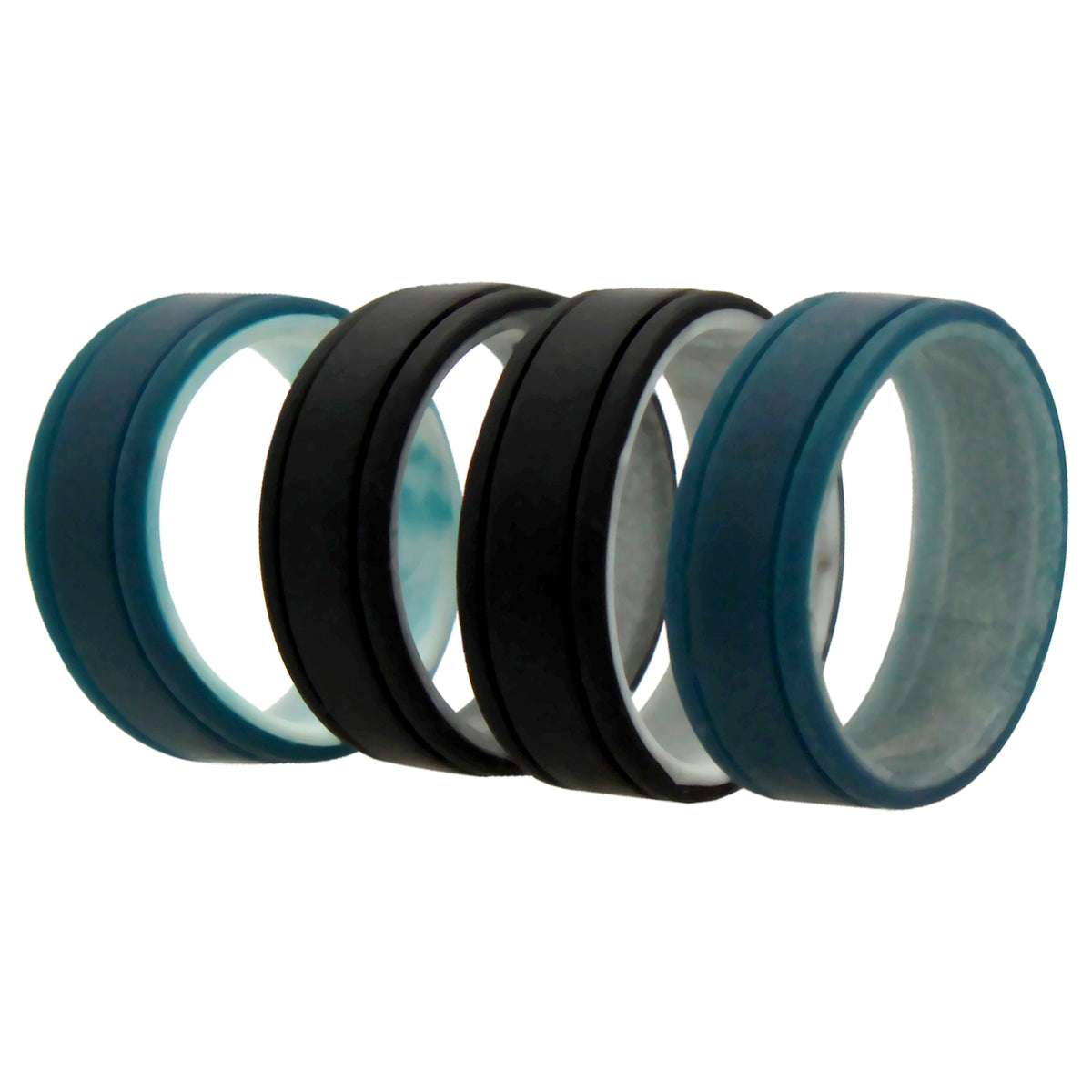 Silicone Wedding 2Layer Lines Ring Set - Marble by ROQ for Men - 4 x 12 mm Ring