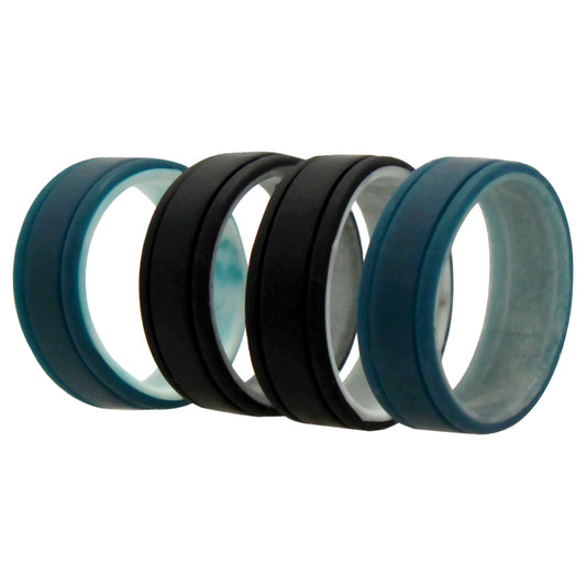 Silicone Wedding 2Layer Lines Ring Set - Marble by ROQ for Men - 4 x 12 mm Ring