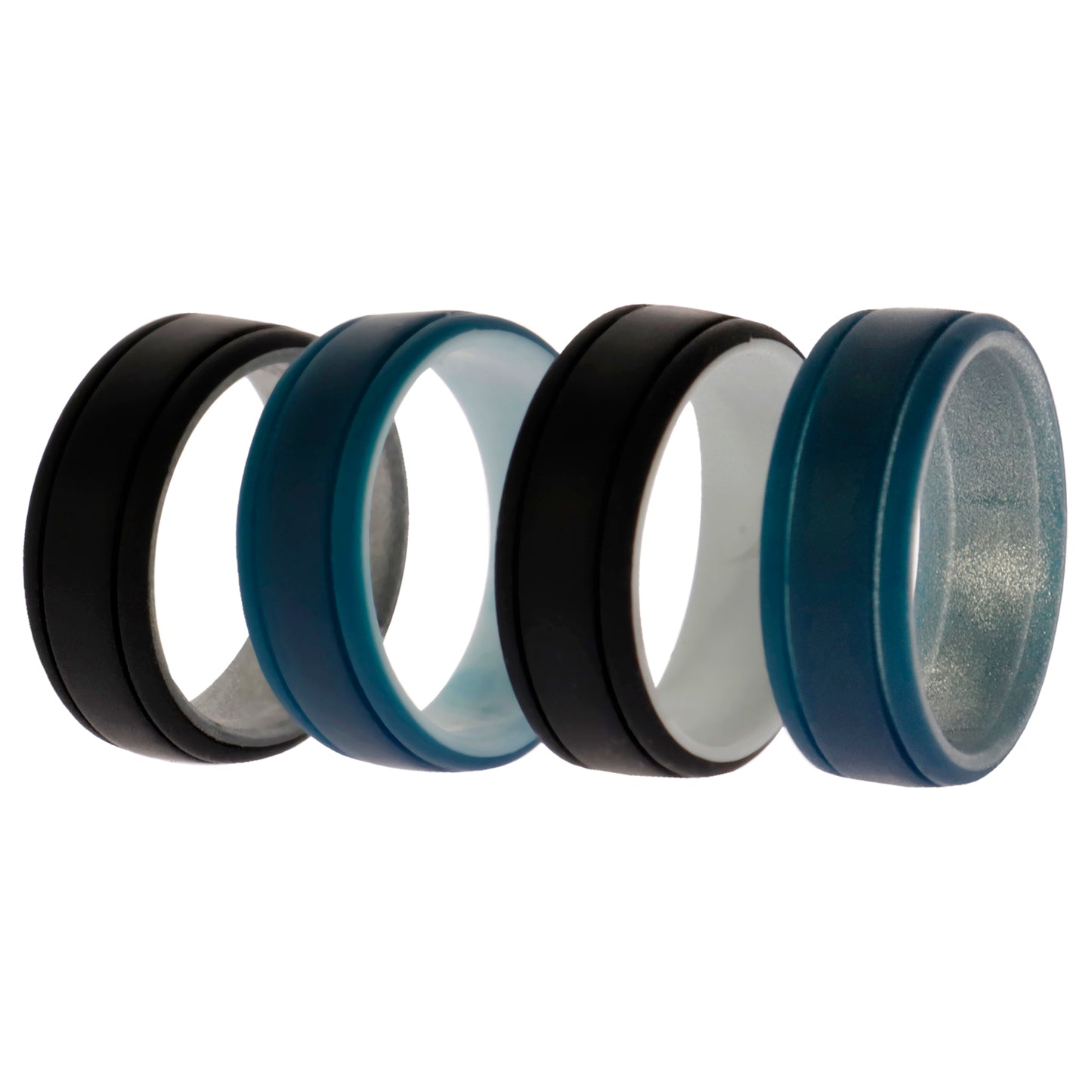 Silicone Wedding 2Layer Lines Ring Set - Marble by ROQ for Men - 4 x 13 mm Ring