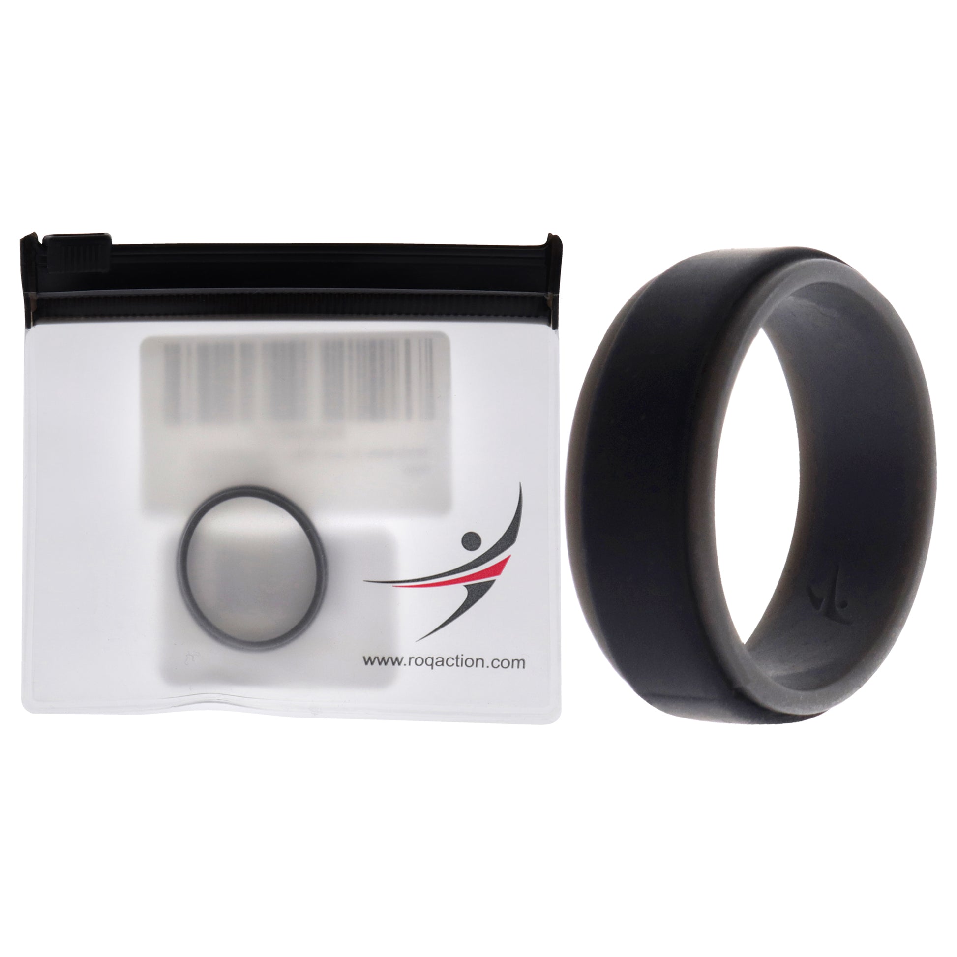 Silicone Wedding 2Layer Step Ring - Grey-Black by ROQ for Men - 12 mm Ring