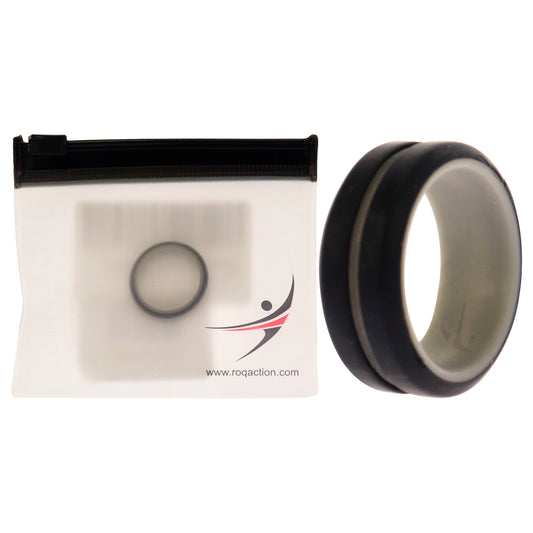 Silicone Wedding 2Layer Middle Line Ring - Grey-Black by ROQ for Men - 7 mm Ring