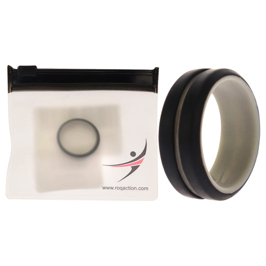 Silicone Wedding 2Layer Middle Line Ring - Grey-Black by ROQ for Men - 9 mm Ring