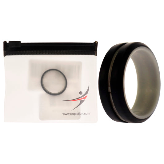 Silicone Wedding 2Layer Middle Line Ring - Grey-Black by ROQ for Men - 10 mm Ring