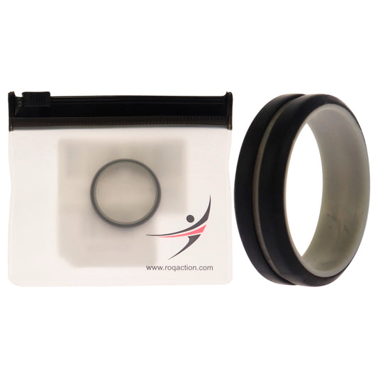 Silicone Wedding 2Layer Middle Line Ring - Grey-Black by ROQ for Men - 13 mm Ring