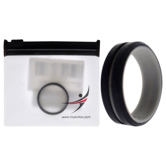 Silicone Wedding 2Layer Middle Line Ring - Grey-Black by ROQ for Men - 16 mm Ring