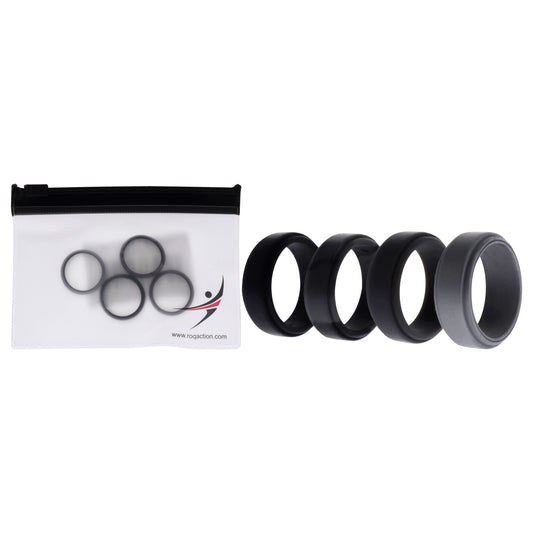 Silicone Wedding Step Ring Set - Black-Camo by ROQ for Men - 4 x 6 mm Ring