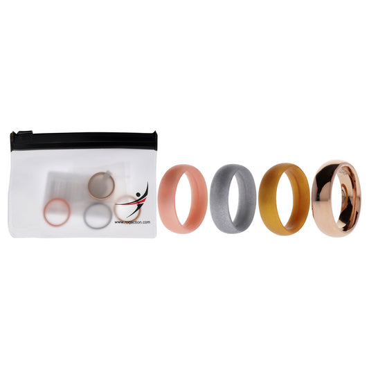 Silicone Wedding Twin 6mm Ring Set - Gold by ROQ for Women - 4 x 5 mm Ring