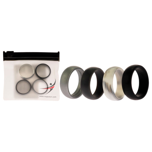 Silicone Wedding Ring Set - Marble by ROQ for Men - 4 x 10 mm Ring