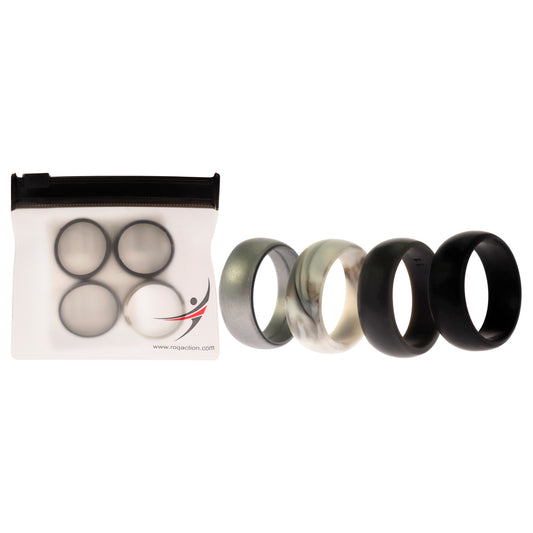 Silicone Wedding Ring Set - Marble by ROQ for Men - 4 x 11 mm Ring