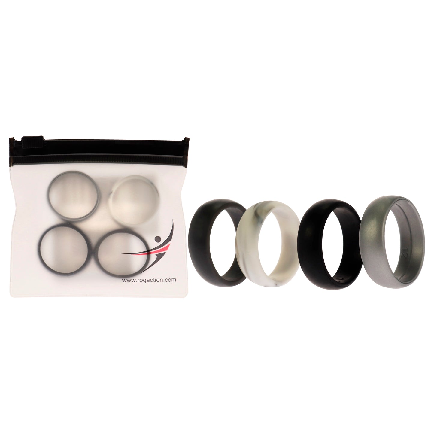 Silicone Wedding Ring Set - Marble by ROQ for Men - 4 x 12 mm Ring