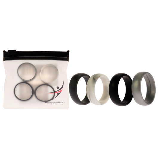 Silicone Wedding Ring Set - Marble by ROQ for Men - 4 x 12 mm Ring