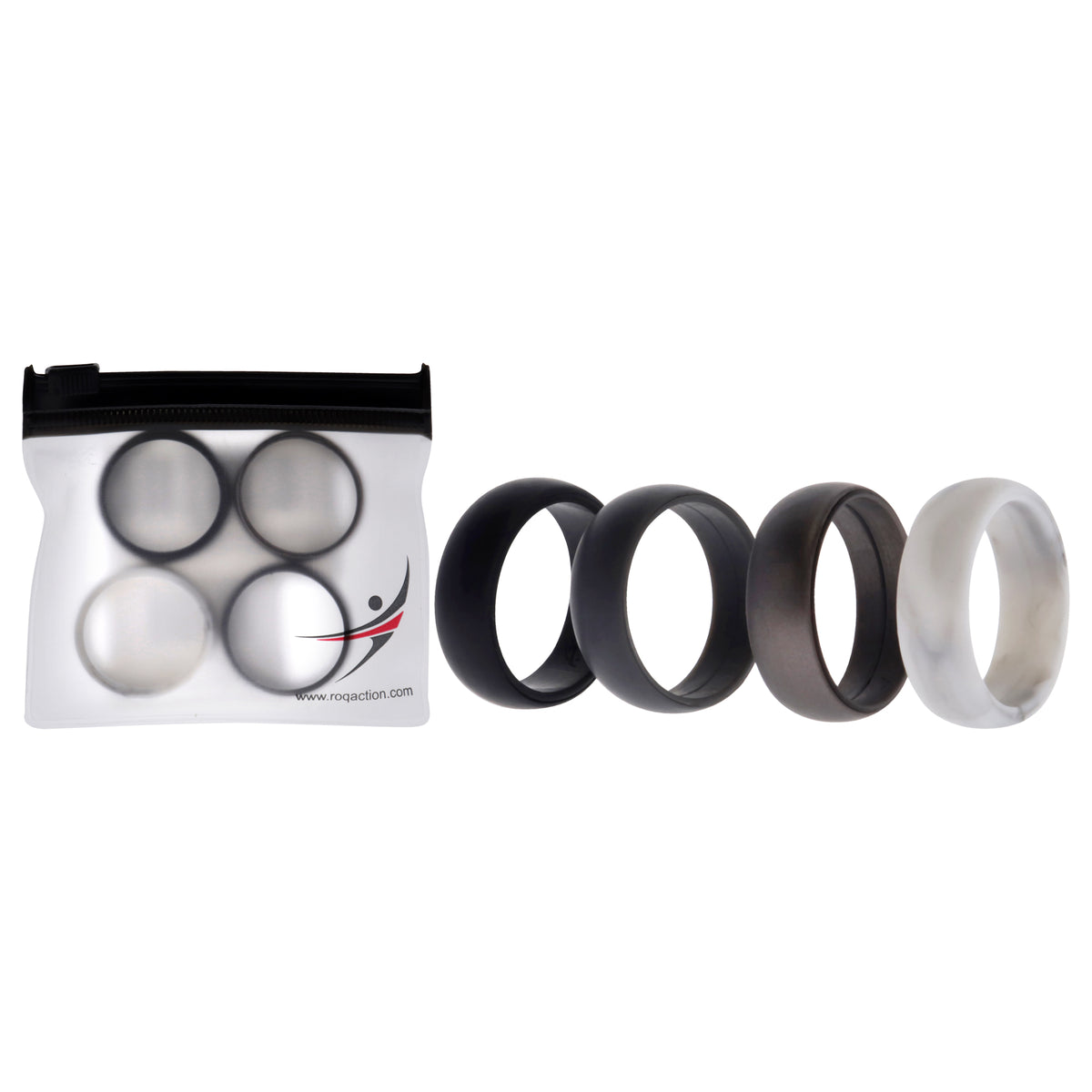 Silicone Wedding Ring Set - Marble by ROQ for Men - 4 x 14 mm Ring
