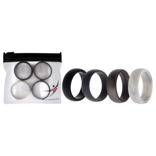 Silicone Wedding Ring Set - Marble by ROQ for Men - 4 x 14 mm Ring