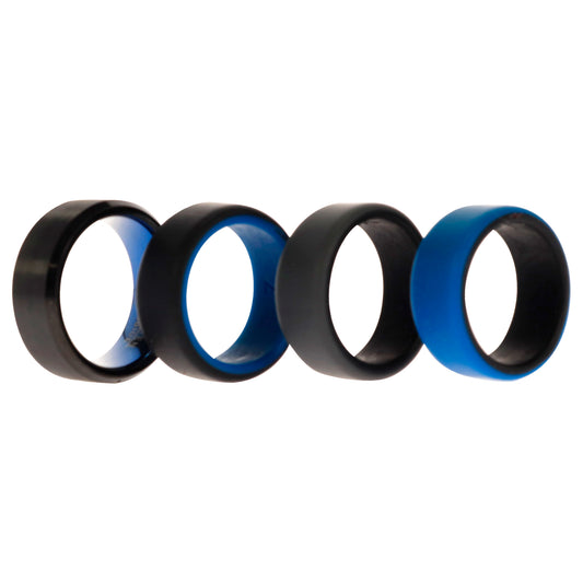 Silicone Wedding Twin Beveled 8mm Ring Set - Blue by ROQ for Men - 4 x 7 mm Ring