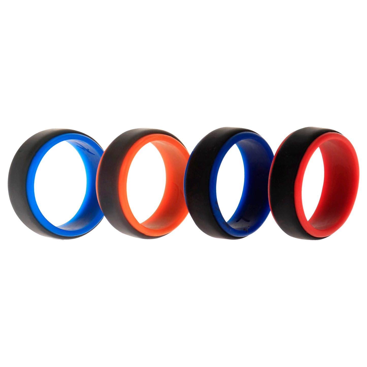Silicone Wedding 2Layer Step Ring Set - Grey Black by ROQ for Men - 4 x 7 mm Ring