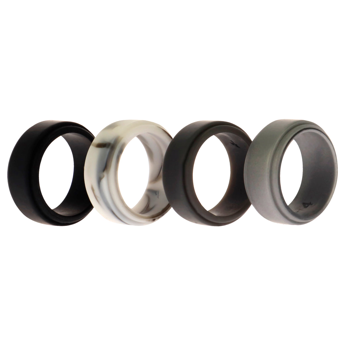 Silicone Wedding Step Ring Set - Marble by ROQ for Men - 4 x 4 mm Ring