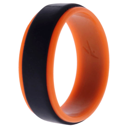 Silicone Wedding Step Ring - Orange-Black by ROQ for Men - 12 mm Ring