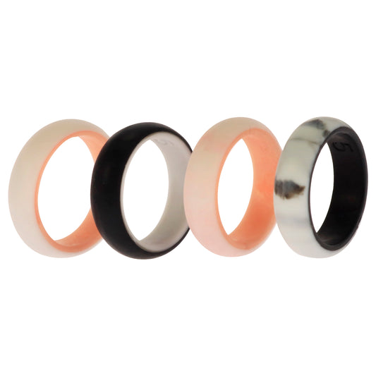 Silicone Wedding 2Layer Ring Set - Rose-Marble by ROQ for Women - 4 x 5 mm Ring