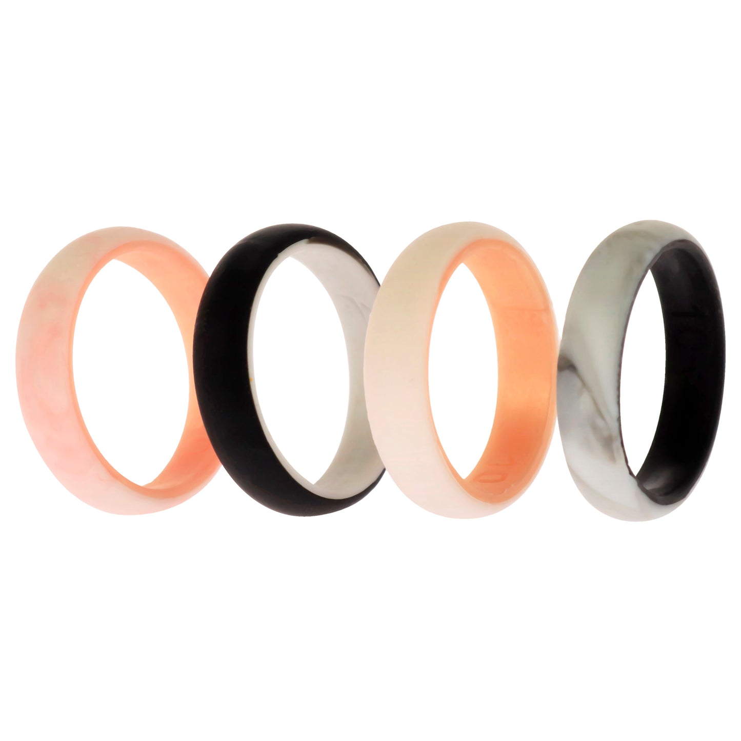 Silicone Wedding 2Layer Ring Set - Rose-Marble by ROQ for Women - 4 x 10 mm Ring