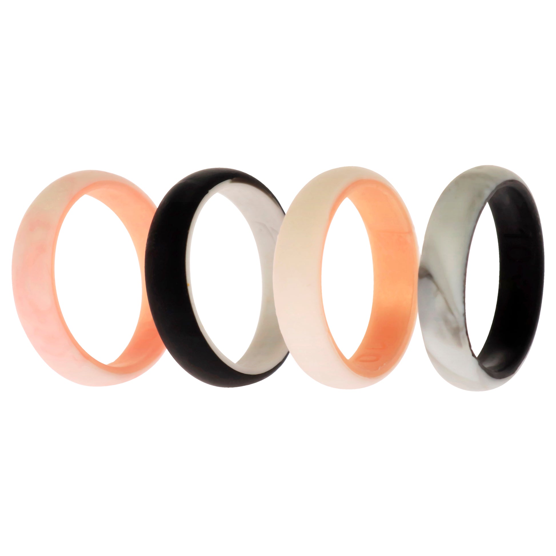 Silicone Wedding 2Layer Ring Set - Rose-Marble by ROQ for Women - 4 x 10 mm Ring
