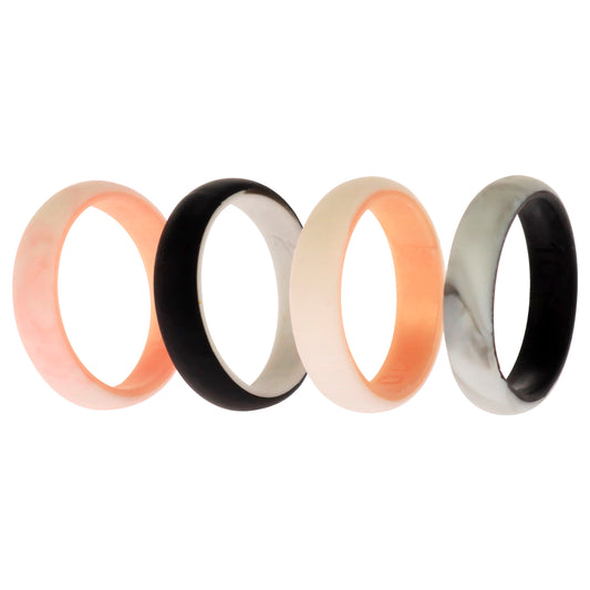 Silicone Wedding 2Layer Ring Set - Rose-Marble by ROQ for Women - 4 x 10 mm Ring