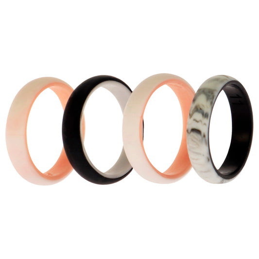 Silicone Wedding 2Layer Ring Set - Rose-Marble by ROQ for Women - 4 x 11 mm Ring
